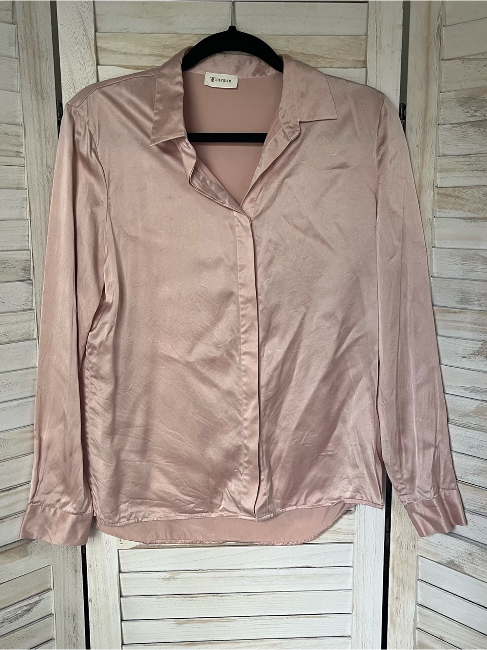 Lilysilk Dusty Rose Satin Button-Down Shirt